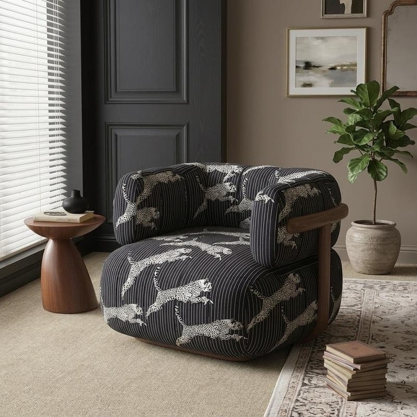 Zebra Striped Oversized Accent Chair with Fixed Back - On Sale