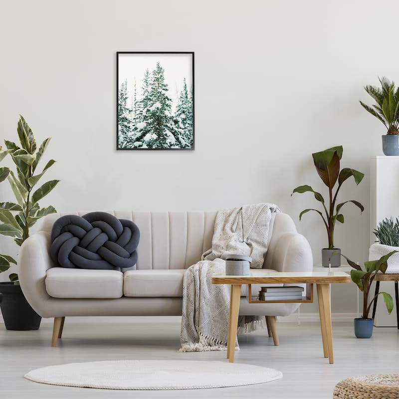 Stupell Woodland Fir with Snow Framed Giclee Art Design By Justine Milton