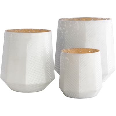 Patti White Herringbone Mercury Glass Hurricane Set (3-piece)