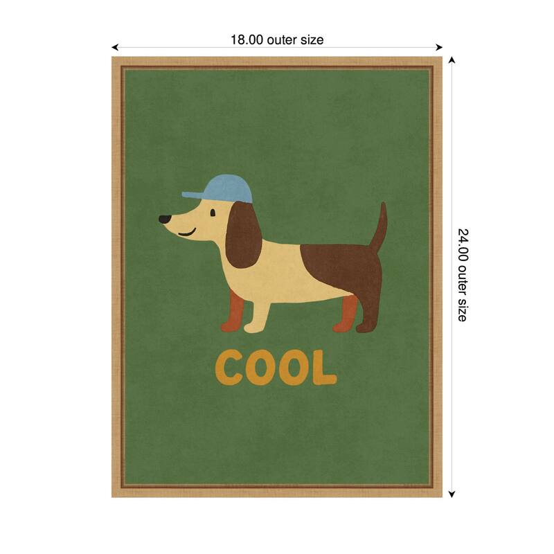 Kate and Laurel Cool Dog by Laura Moss Framed Canvas Wall Art Print