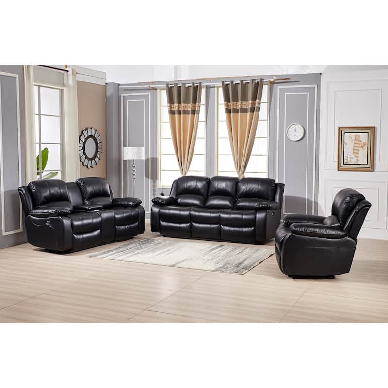 Betsy Furniture 3 Piece Bonded Leather Power Reclining Living Room Set, Sofa, Loveseat and Chair