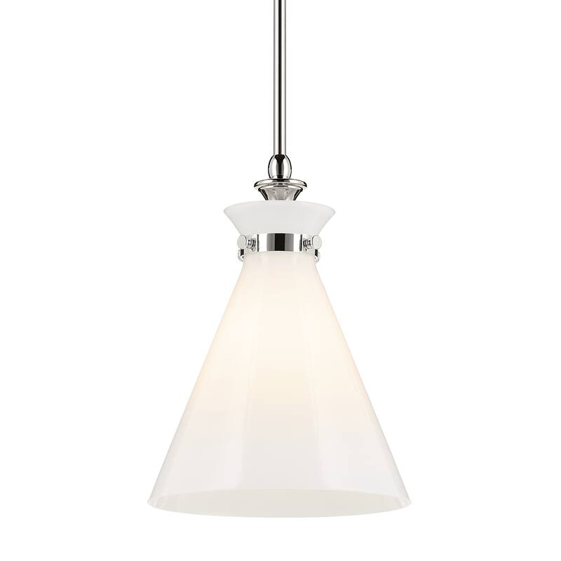 Kichler Lighting Laria 10.5 Inch 1 Light Pendant with Opal Glass in Polished Nickel