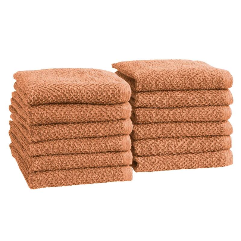 100% Cotton Acacia Collection Ultra Absorbant Popcorn Bath Towels - Washcloth (Pack of 12) - Clay