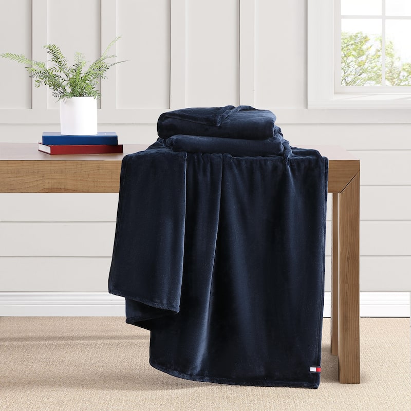 Tommy Hilfiger Solid Ultra Soft Plush Reversible Blanket