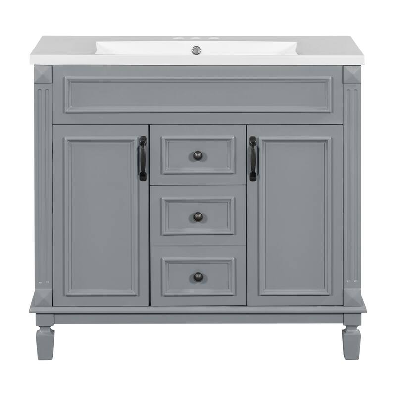 2 Drawers Bathroom Vanity with Top Sink