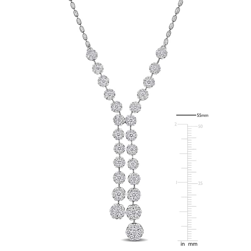 Miadora 5 3/8ct TDW Diamond Double Strand Lariat Necklace in 18k White Gold - 17 in + 1.5 ext