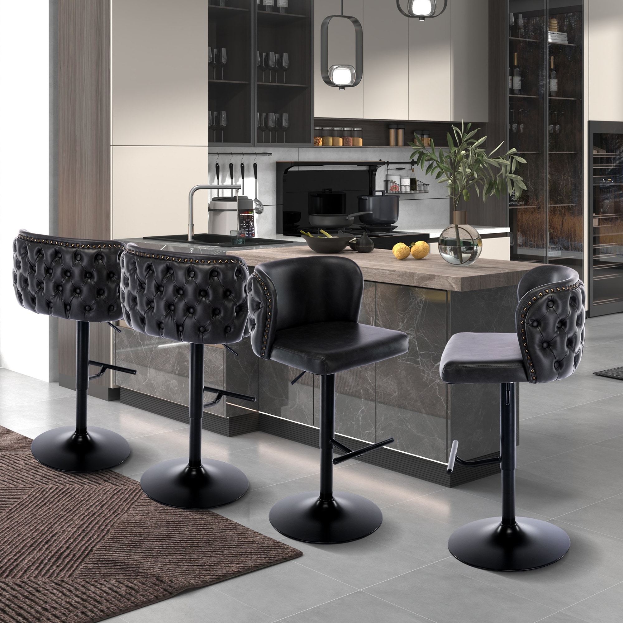 Modern Adjusatble Swivel PU Counter Barstools