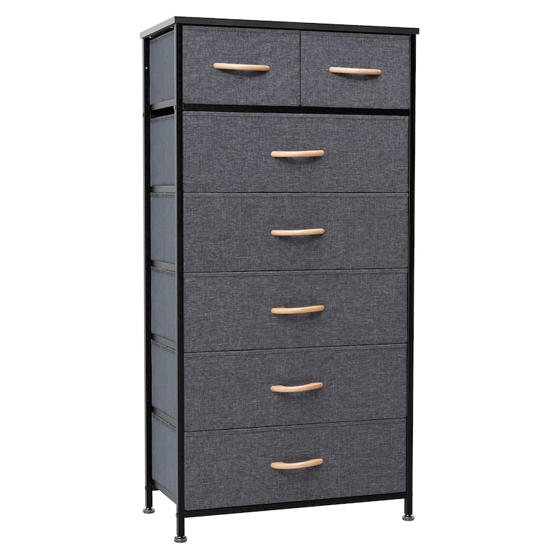 Vertical Storage Dresser 7-drawer Chest Closet Organizer Unit for Bedroom - Grey - 7-drawer
