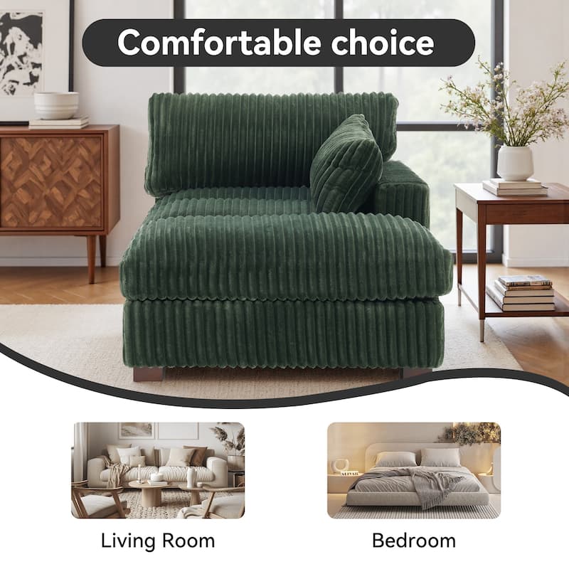 Modren Plush Upholstered Coner Chair and Ottoman Set