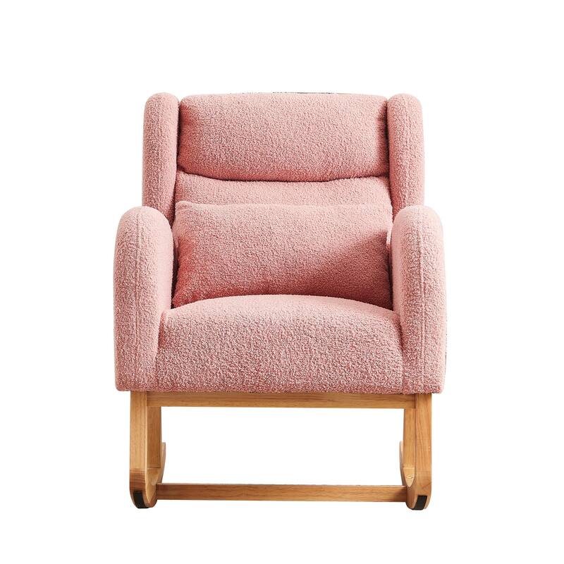 20" Seat Wide Fabric Rocking Chair with High Backrest and Two Side Pockets