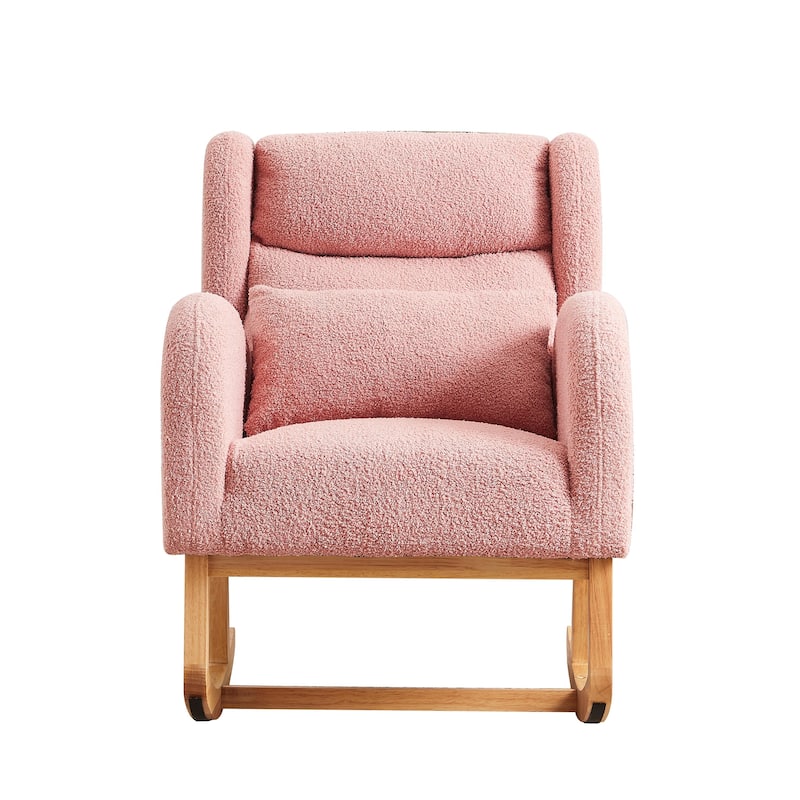 Modern Accent High Backrest Living Room Lounge Arm Rocking Chair, Two Side Pocket