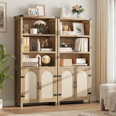 2Pcs Tall Bookshelf with Storage, Bookshelves and Bookcases with Doors