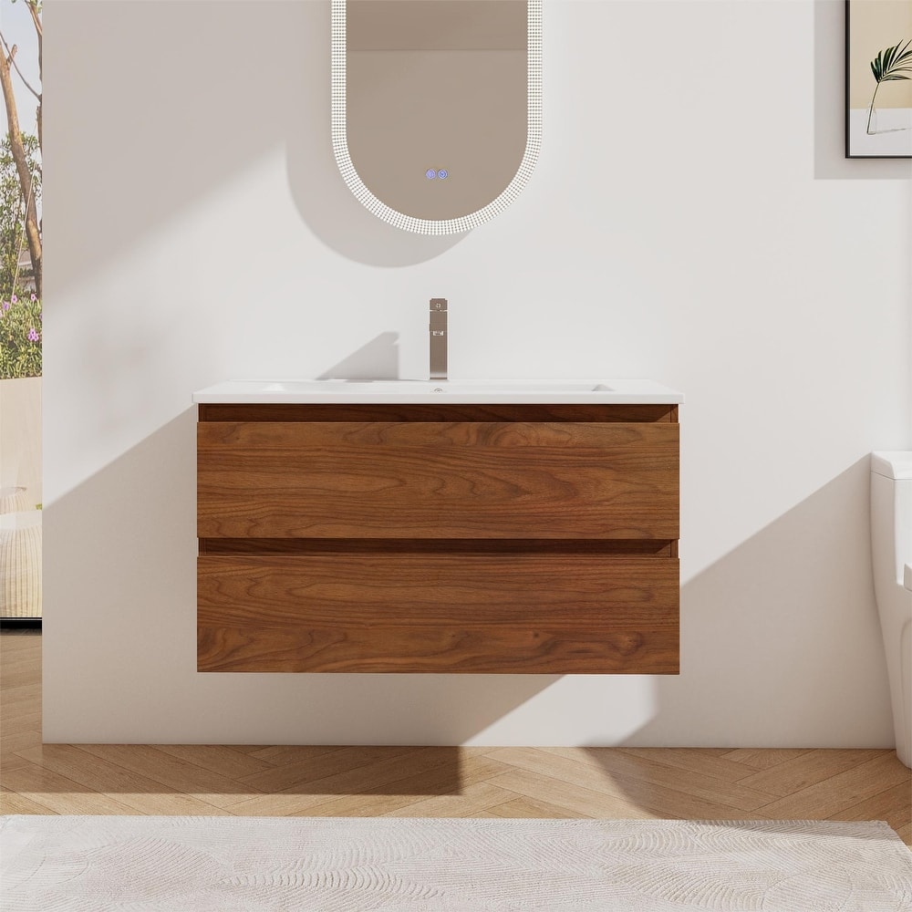 Bathroom Vanity With Sink In 24/30/36 Inch, Floating Bathroom Vanity With Soft Close Drawer
