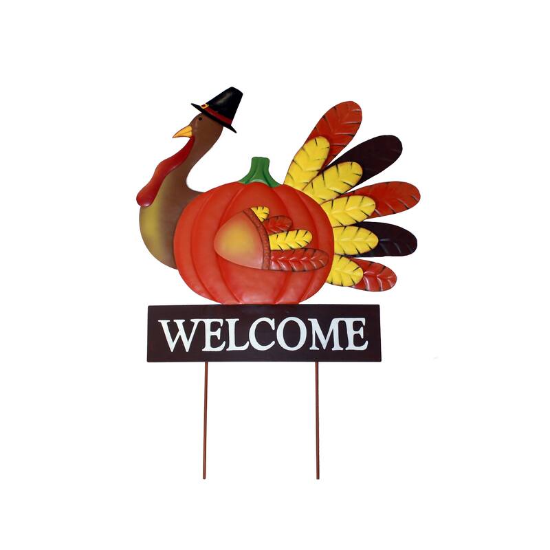 20" Metal Turkey/Pumpkin on Stake