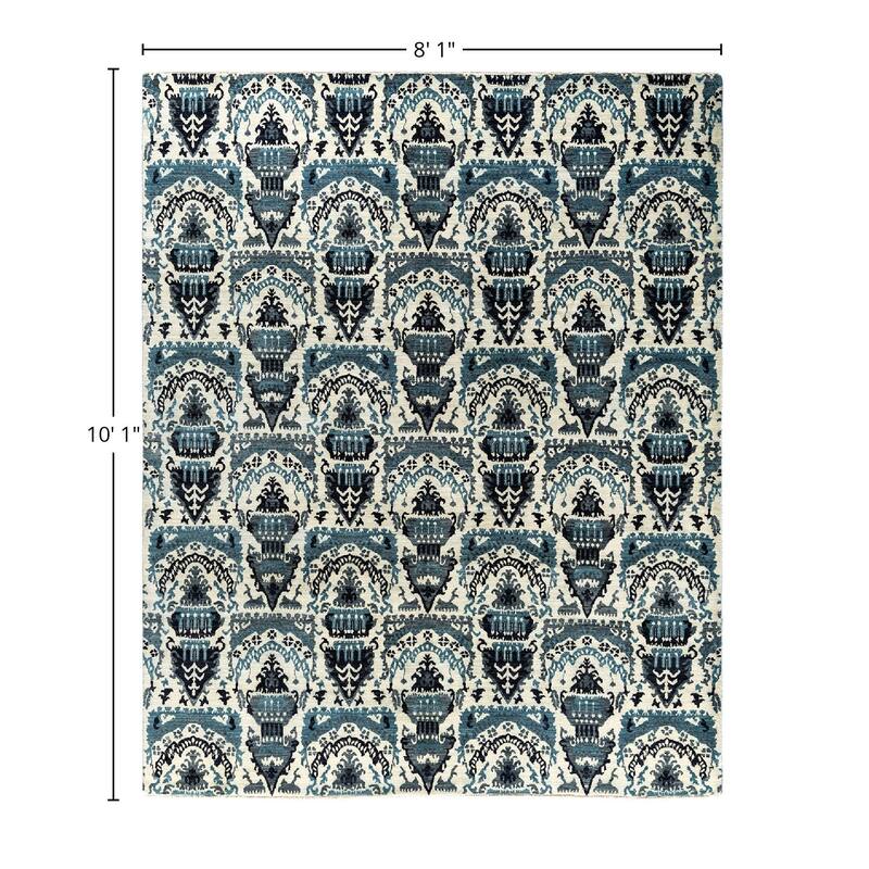 Ikat One-of-a-Kind Hand-Knotted Area Rug - Beige, 8' 1" x 10' 1" - 8' 1" x 10' 1"