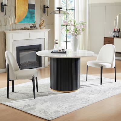Morden Fort 3-Pieces Dining Set with Imitation Marble Table Top