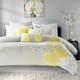 Madison Park Brianna Grey and Yellow Flower Printed Cotton Comforter Set - Twin - Twin XL