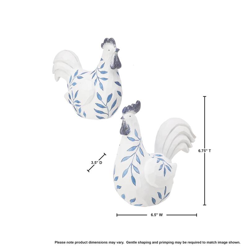 Leaf Design Rooster And Hen 6.5-6.75'' Set of 2 - 6.75