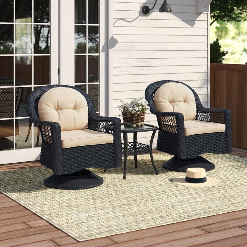 Biloxi Espresso Outdoor Wicker Swivel Glider Set (3-Piece)