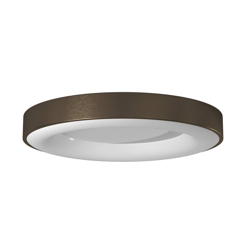 EVOLV Acryluxe Sway 24-inch Light Bronze Round LED Flush Mount Light with Opal Acrylic