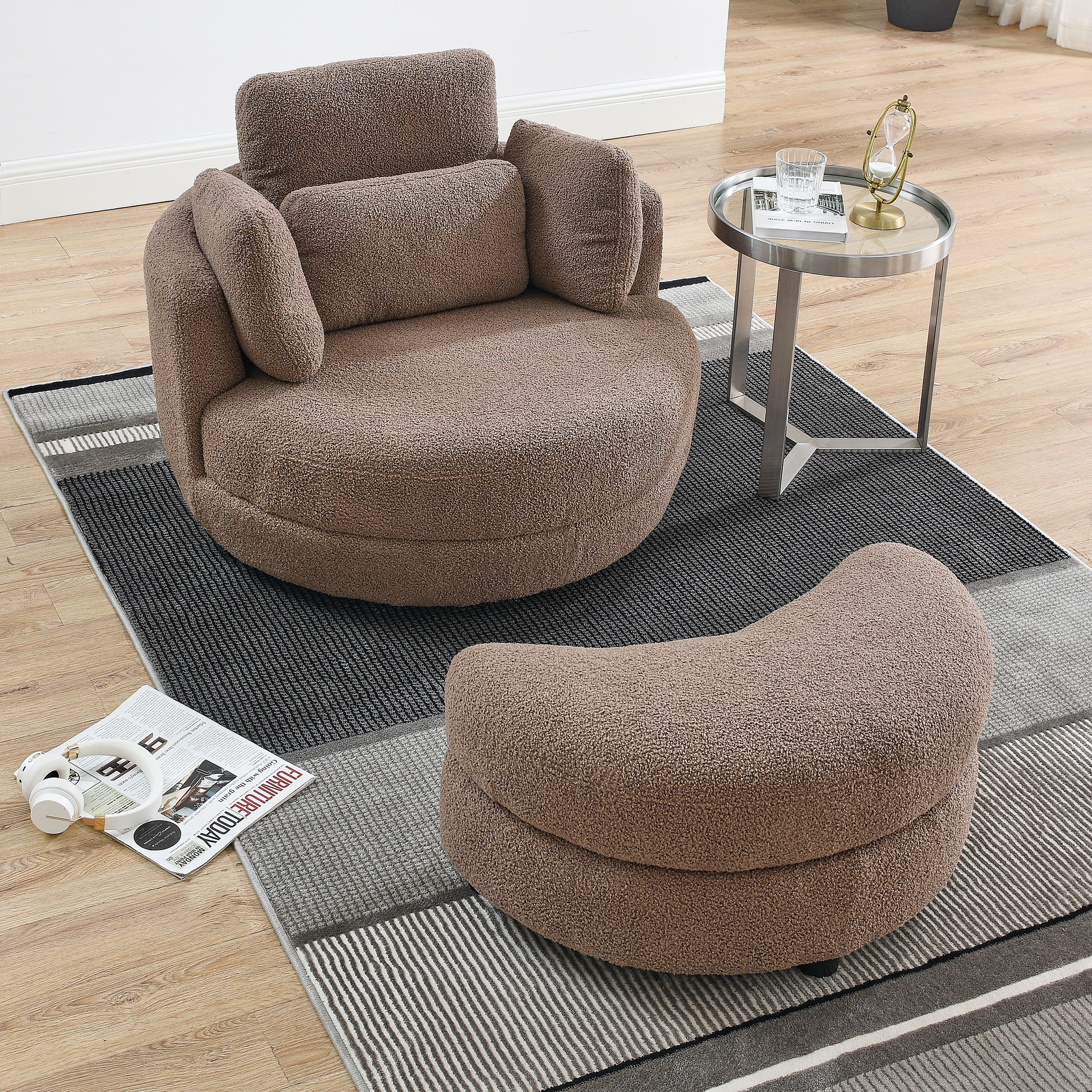 Oversized living room clearance chair with ottoman