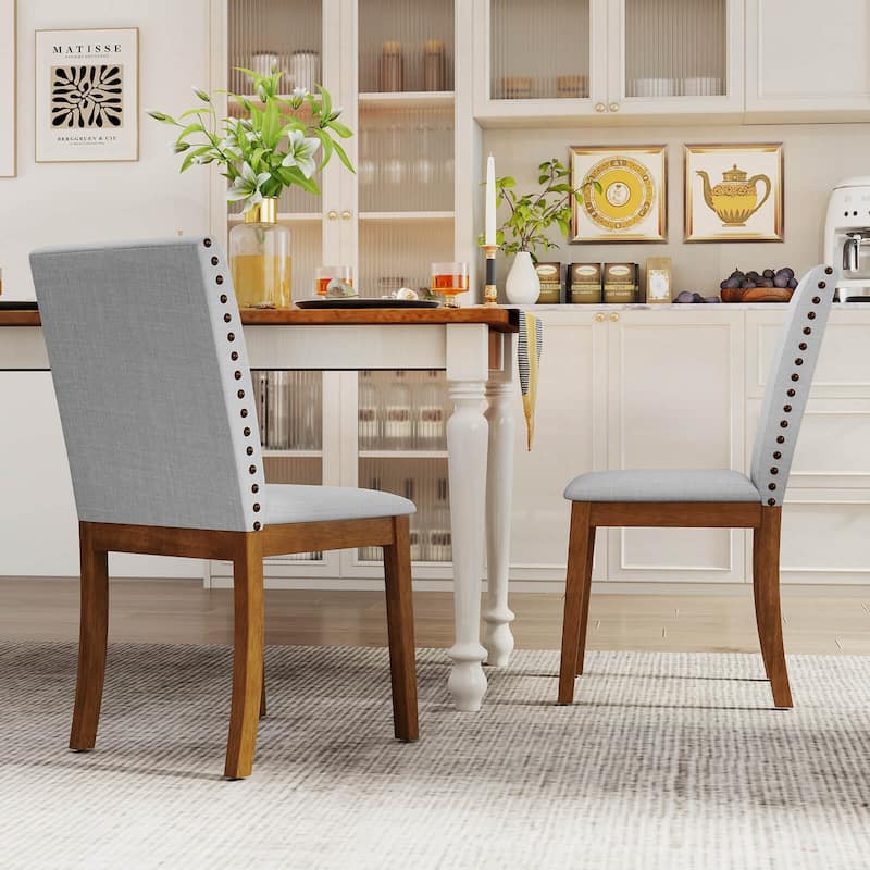 Costway Upholstered Dining Chairs Set of 2/4 with Nailhead Trim Rubber - See Details