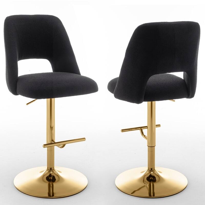 Best Quality Furniture Adjustable Textured Fabric Barstools with Chrome Finish Base (Set of 2)