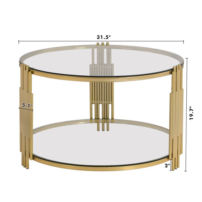 Coffee Table Round Room Table, Stainless Steel Irregular Leg Tempered Glass Top