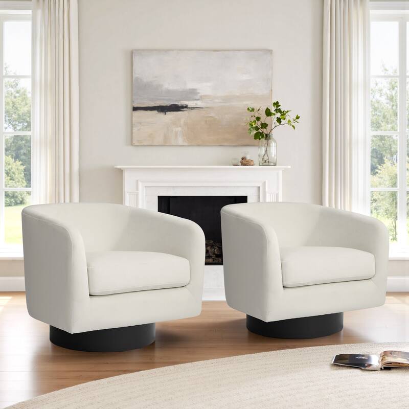 2 Set 360-Degree Swivel Round Barrel Chair Velvet Accent Chairs