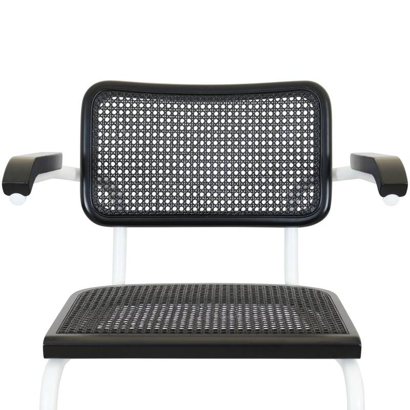 Breuer Chair Company Marcel Breuer Cesca Cane Cantilever Armchair Arm Chair w/ White Steel Frame (Various Wood & Cane Colors)