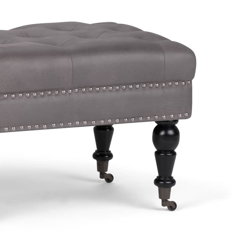 WYNDENHALL Donovan 49 inch Wide Traditional Rectangle Ottoman Bench Faux Leather