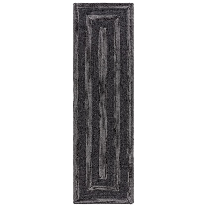 SAFAVIEH Handmade Braided Fatimah Washable Indoor/Outdoor Rug - Weather Resistant & Easy Cleaning - 2'3" x 8' Runner - Charcoal