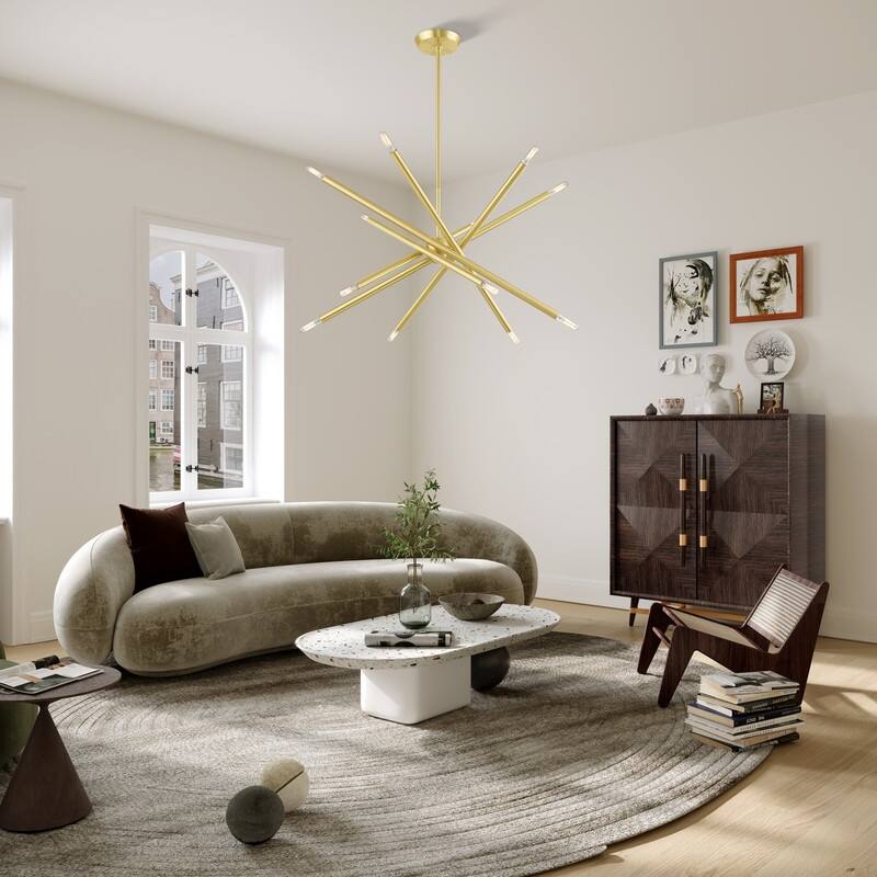 Livex Lighting 12-light Satin Brass Chandelier, 46776-12 - 27.5" Dia x 25" - 67" Adj. H