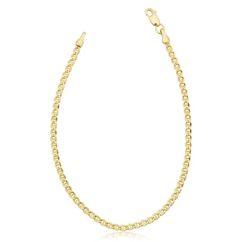 14k Yellow Gold Filled 2.55 millimeter Solid Flat Mariner Chain Anklet (10 inches)
