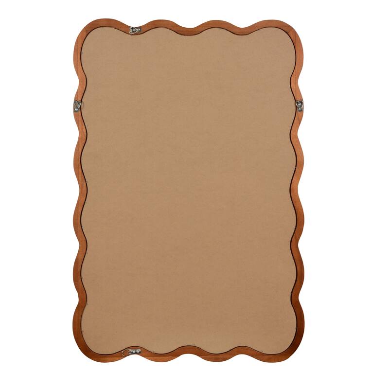 Wavy Rectangle Solid Wood Frame Decorative Mirror - Antique Brown