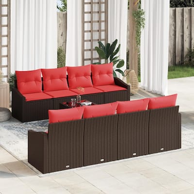 vidaXL 9 Piece Garden Sofa Set with Cushions - 91.7×24.4×27.2