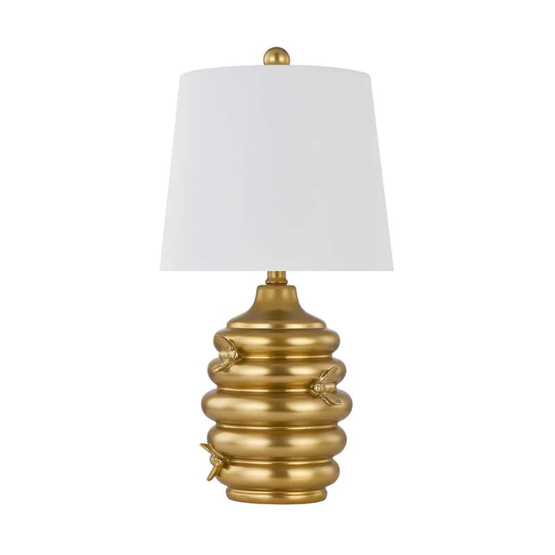 20"H Gold Resin Honeycomb Table Lamp With Shade - 11" x 11" x 20" - 11" x 11" x 20" - Gold