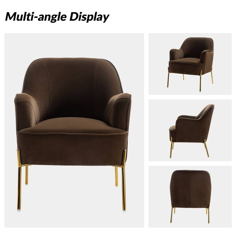 Nora Modern Velvet Accent Chair with Golden Metal Legs Set of 2 by HULALA HOME