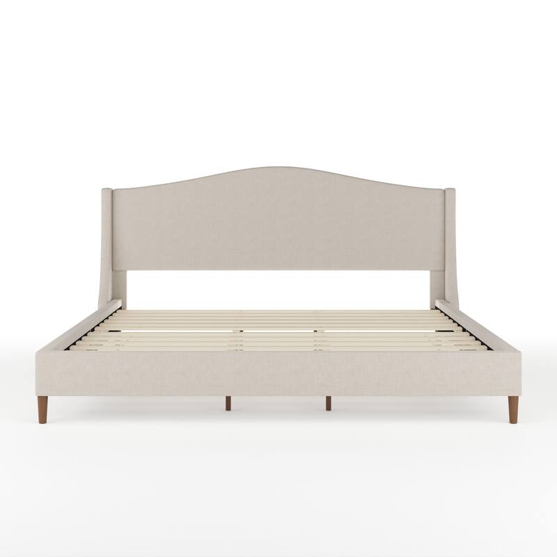 Martha Stewart Upholstered Platform Bed with Curved Headboard