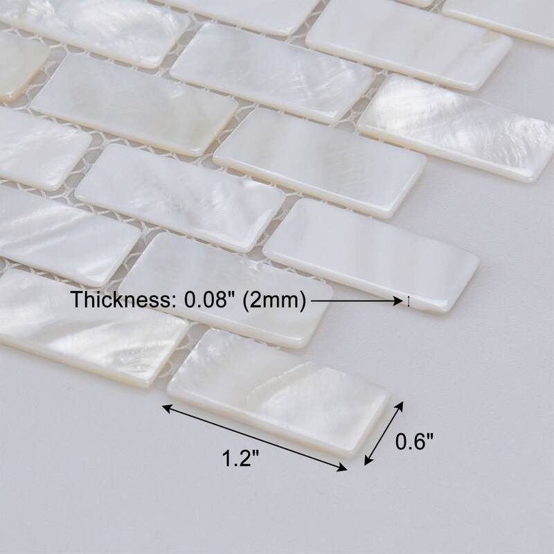 10-Piece White Mother of Pearl Tile Backsplash for Kitchen, Bathroom, Pool Tile, 12''x 12''
