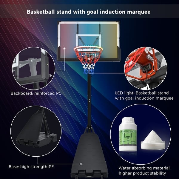 slide 2 of 9, Basketball System LED Basketball Hoop Lights Black