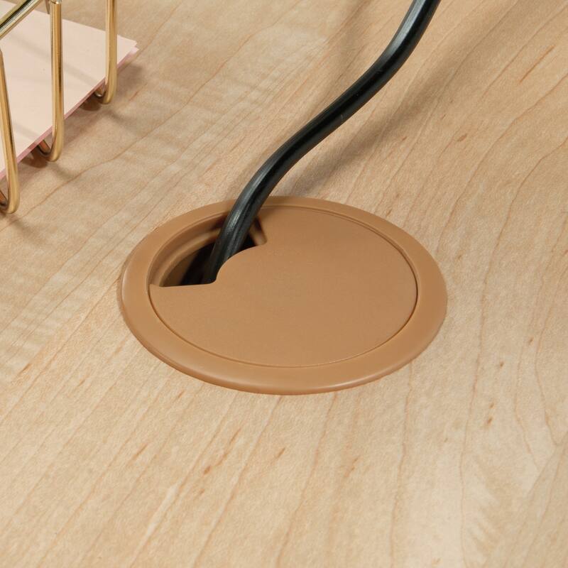 Engineered Wood Transitional Computer Desk with Generous Work Surface, Brown