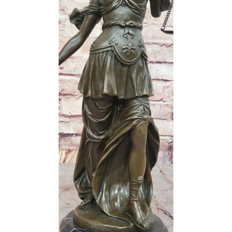 Lady Justice Bronze Statue – Elegant Symbol Of Law And Fairness On Marble Base