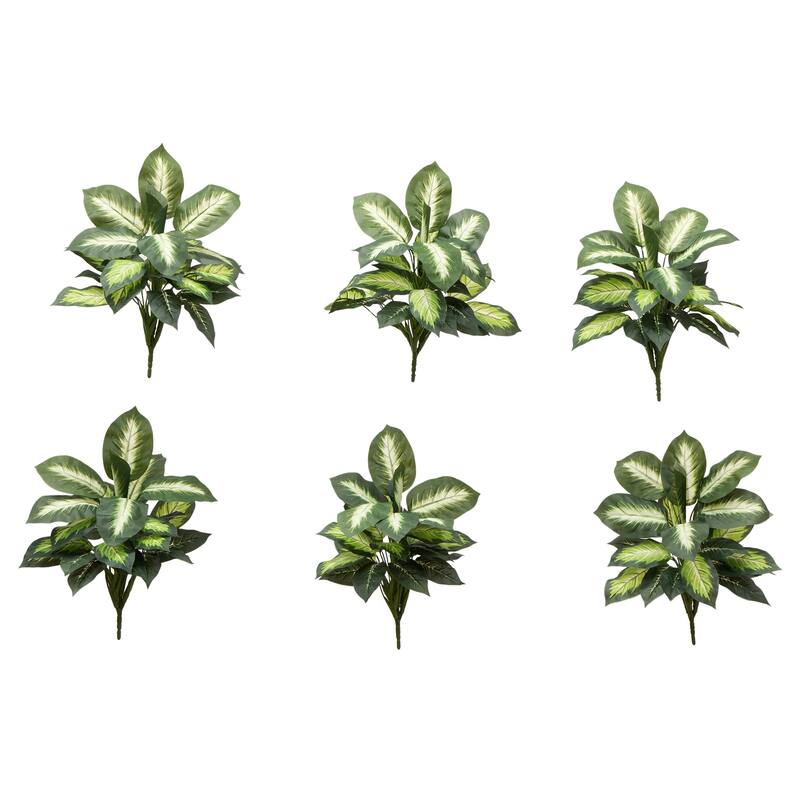 Golden Dieffenbachia Artificial Plants - 20" - Green - Set of 6