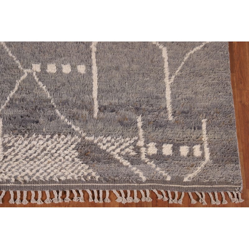 Moroccan Style Area Rug Handmade Wool Carpet - 8'11" x 12'9"