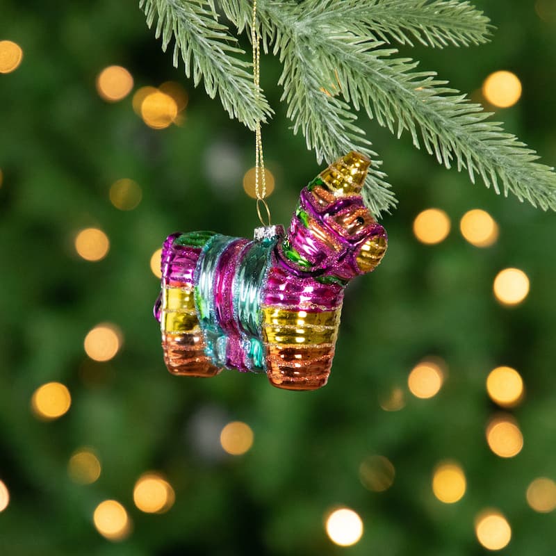 3.5" Pinata Horse Glass Christmas Ornament