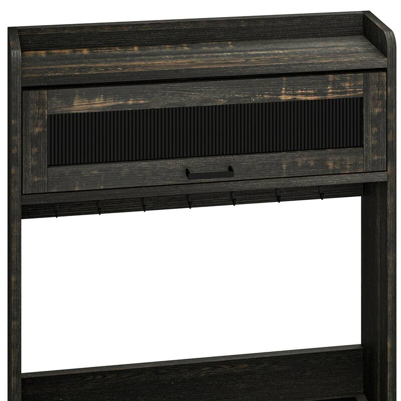 Moasis Farmhouse Kitchen Bakers Rack with Storage Shelves Microwave Oven Stand