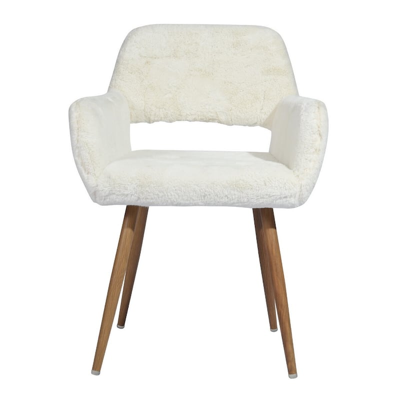HomeRoots 23" White And Brown Faux Fur Arm Chair - 23.23' X '31' X '16.93