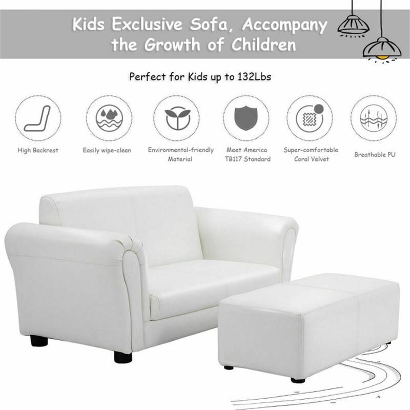 Kid's Double Couch Lounge sofa with Ottoman