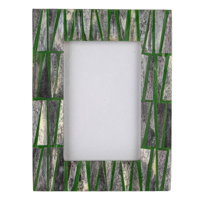 Reclaimed Wood and Resin Photo Frame with Triangle Pattern